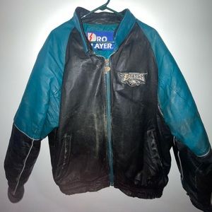 VTG 1996 PHILADELPHIA EAGLES Pro Player NFL Experience Leather Jacket 90s XL